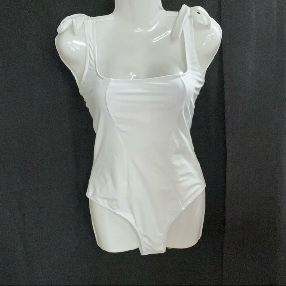 Ai’Mage ladies bow tie high waisted white one piece swimsuit size large (NWT) - Picture 1 of 6